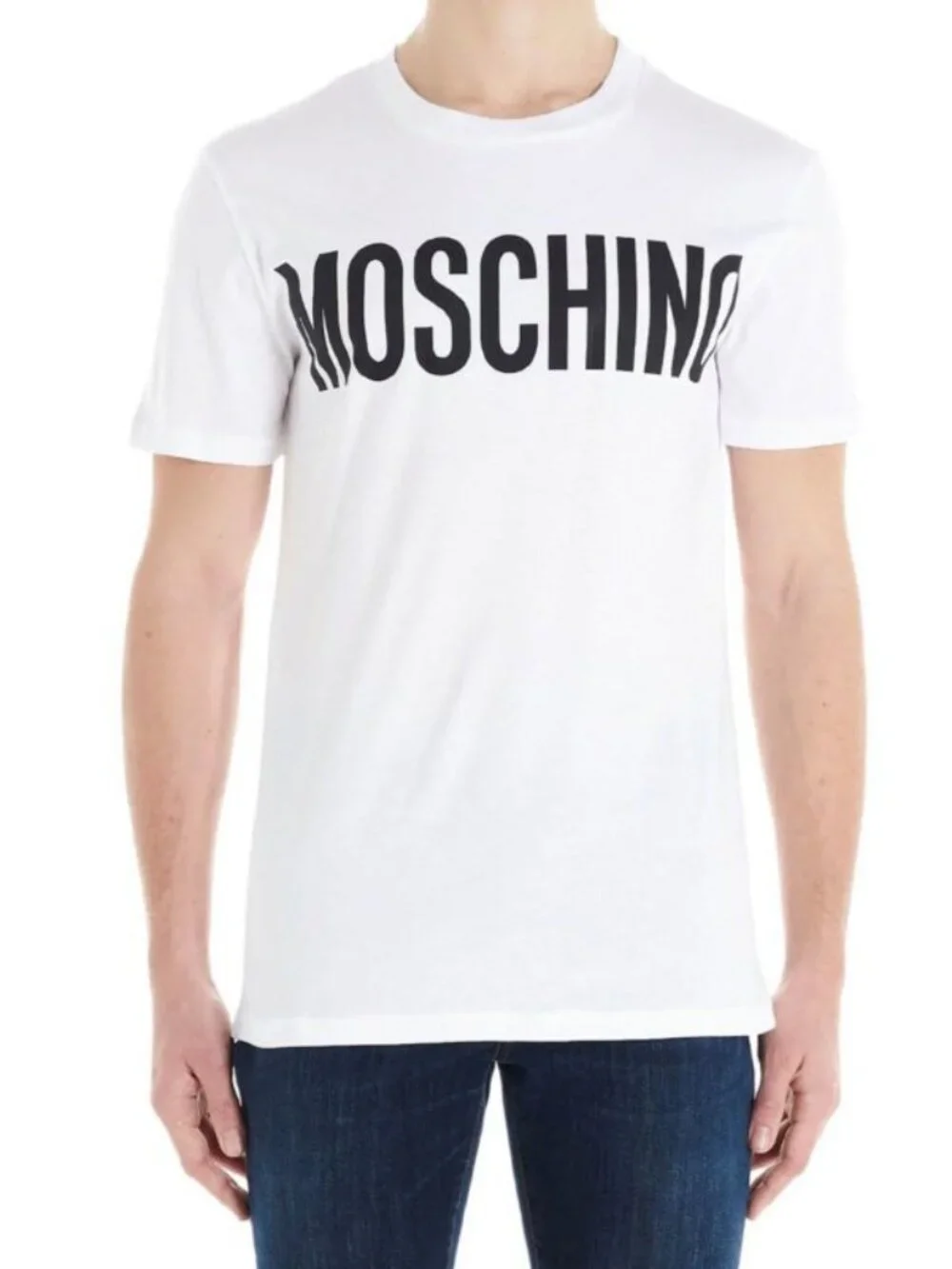 NEW Moschino Distorted Logo Graphic T-Shirt White Men's Size Medium Designer Tee